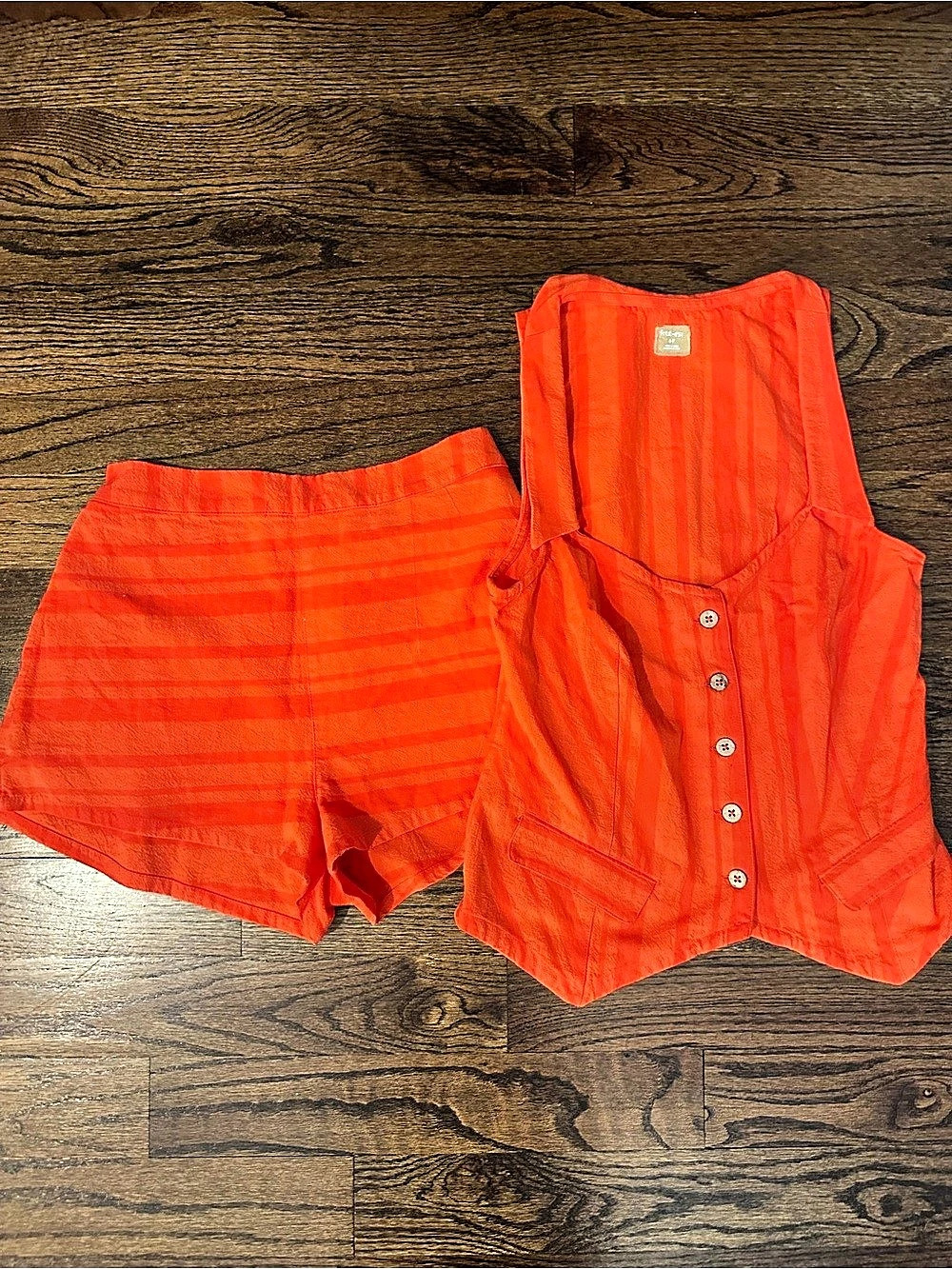 free-est Orange Striped Two-Piece Set Size Small Like New